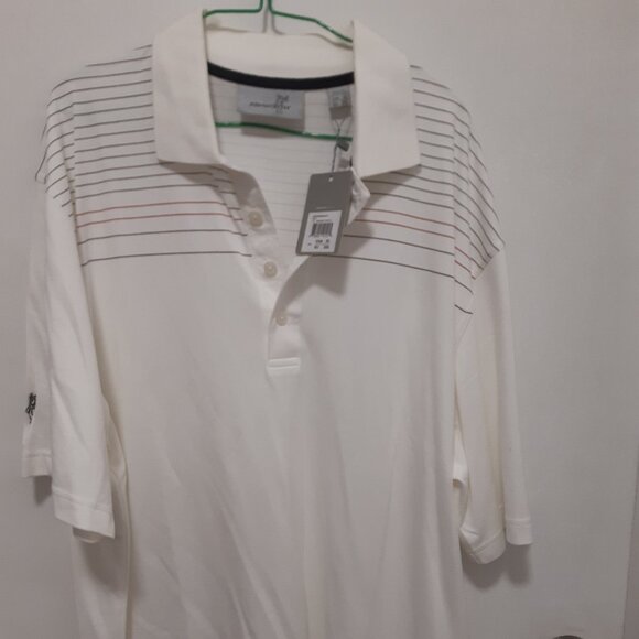 Men's New Ashworth White with stripes Golf Shirt XL - Picture 3 of 9